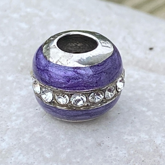Purple crystal Italian bead charm .925 Sterling Silver Vintage Michael Anthony - Picture 4 of 6